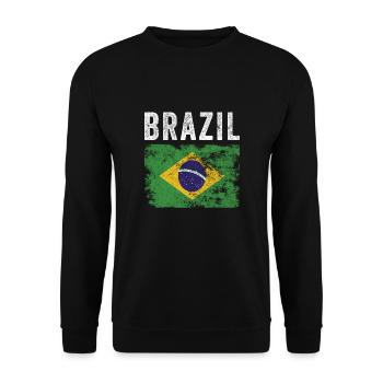 Brasilien Flagge Distressed - Brasilianische Flagge - Unisex Pullover - Schwarz - Vorne - Alina (178cm) & Michal (187cm)