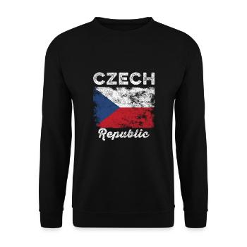 Czech Republic Flag Vintage - Czech Flag - Unisex Sweatshirt - black - Front - Alina (178cm) & Michal (187cm)