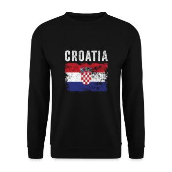 Croatia Flag Distressed - Croatian Flag - Unisex Sweatshirt - black - Front - Alina (178cm) & Michal (187cm)
