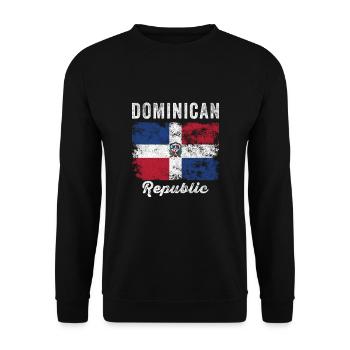 Dominikanische Republik Flagge Verzweifelt - Unisex Pullover - Schwarz - Vorne - Alina (178cm) & Michal (187cm)