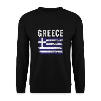 Greece Flag Distressed - Greek Flag - Unisex Sweatshirt - black - Front - Alina (178cm) & Michal (187cm)