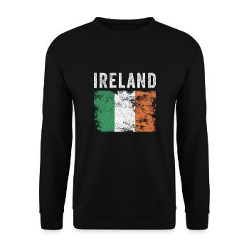 Ireland Flag Distressed - Irish Flag - Unisex Sweatshirt - black - Front - Alina (178cm) & Michal (187cm)