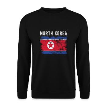 North Korea Flag Distressed - Unisex Sweatshirt - black - Front - Alina (178cm) & Michal (187cm)