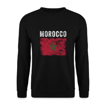 Drapeau marocain en détresse - Drapeau marocain - Sweat-shirt Unisexe - noir - Devant - Alina (178cm) & Michal (187cm)