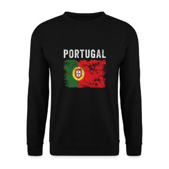 Portugal Flag Distressed Portuguese Flag - Unisex Sweatshirt - black - Front - Alina (178cm) & Michal (187cm)