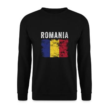 Drapeau roumain en détresse - Drapeau roumain - Sweat-shirt Unisexe - noir - Devant - Alina (178cm) & Michal (187cm)