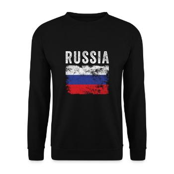 Drapeau russe en détresse - Drapeau russe - Sweat-shirt Unisexe - noir - Devant - Alina (178cm) & Michal (187cm)