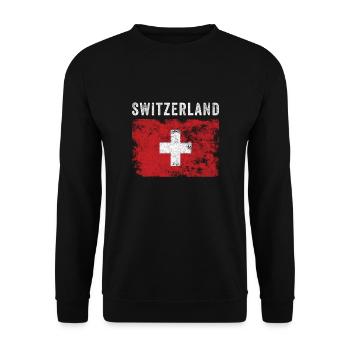 Switzerland Flag Distressed - Swiss Flag - Unisex Sweatshirt - black - Front - Alina (178cm) & Michal (187cm)