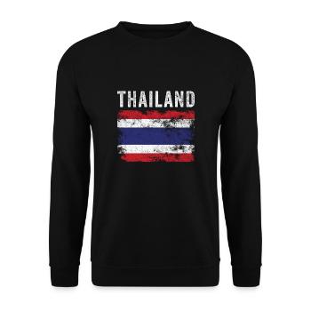 Thailand Flag Distressed - Thai Flag - Unisex Sweatshirt - black - Front - Alina (178cm) & Michal (187cm)