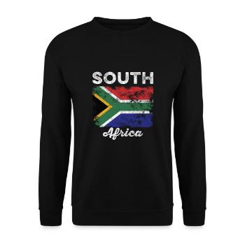 Südafrika Flagge Distressed - Unisex Pullover - Schwarz - Vorne - Alina (178cm) & Michal (187cm)