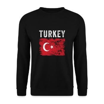 Drapeau turc en détresse - Drapeau turc - Sweat-shirt Unisexe - noir - Devant - Alina (178cm) & Michal (187cm)