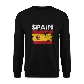 Spain Flag Distressed - Spanish Flag - Unisex Sweatshirt - black - Front - Alina (178cm) & Michal (187cm)