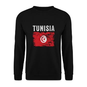 Drapeau tunisien en détresse - Drapeau tunisien - Sweat-shirt Unisexe - noir - Devant - Alina (178cm) & Michal (187cm)