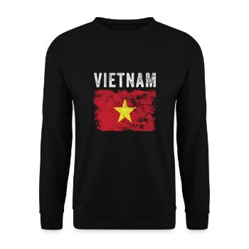 Vietnamesische Flagge Verzweifelte vietnamesische Flagge - Unisex Pullover - Schwarz - Vorne - Alina (178cm) & Michal (187cm)