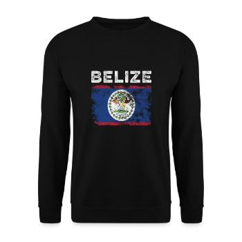 Belize Flag Distressed - Belizean Flag - Unisex Sweatshirt - black - Front - Alina (178cm) & Michal (187cm)