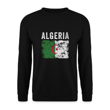 Drapeau algérien en détresse - Drapeau algérien - Sweat-shirt Unisexe - noir - Devant - Alina (178cm) & Michal (187cm)