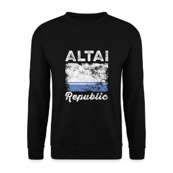 Altai Flag Distressed - Altaian Flag - Unisex Sweatshirt - black - Front - Alina (178cm) & Michal (187cm)