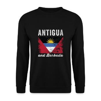 Antigua and barbuda Flag Distressed - Unisex Sweatshirt - black - Front - Alina (178cm) & Michal (187cm)