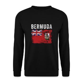 Bermuda Flag Distressed - Bermudian Flag - Unisex Sweatshirt - black - Front - Alina (178cm) & Michal (187cm)
