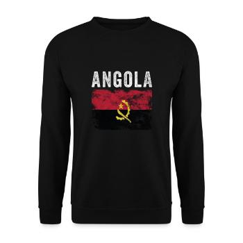 Angola Flag Distressed - Angolanische Flagge - Unisex Pullover - Schwarz - Vorne - Alina (178cm) & Michal (187cm)