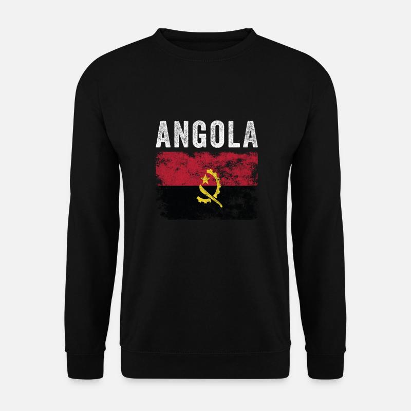 Angola Flag Distressed - Angolan Flag - Unisex Sweatshirt - black