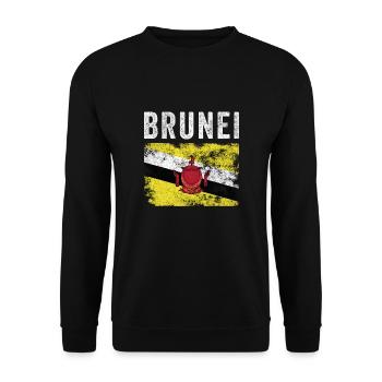 Brunei Flag Distressed - Bruneian Flag - Unisex Sweatshirt - black - Front - Alina (178cm) & Michal (187cm)