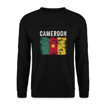 Cameroon Flag Vintage - Cameroonian Flag - Unisex Sweatshirt - black - Front - Alina (178cm) & Michal (187cm)