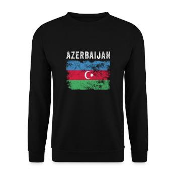 Aserbaidschan Flagge Distressed - Aserbaidschanische Flagge - Unisex Pullover - Schwarz - Vorne - Alina (178cm) & Michal (187cm)