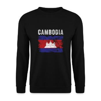 Drapeau du Cambodge Drapeau cambodgien en détresse - Sweat-shirt Unisexe - noir - Devant - Alina (178cm) & Michal (187cm)