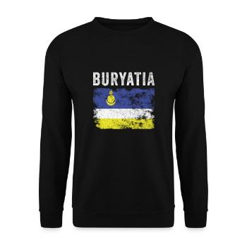 Buryatia Flag Distressed - Buryat Flag - Unisex Sweatshirt - black - Front - Alina (178cm) & Michal (187cm)