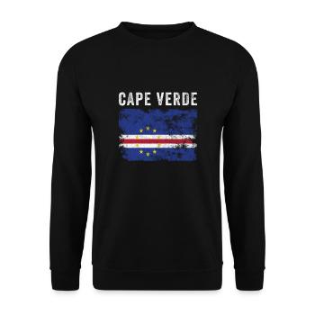 Kapverdische Flagge Distressed - Unisex Pullover - Schwarz - Vorne - Alina (178cm) & Michal (187cm)