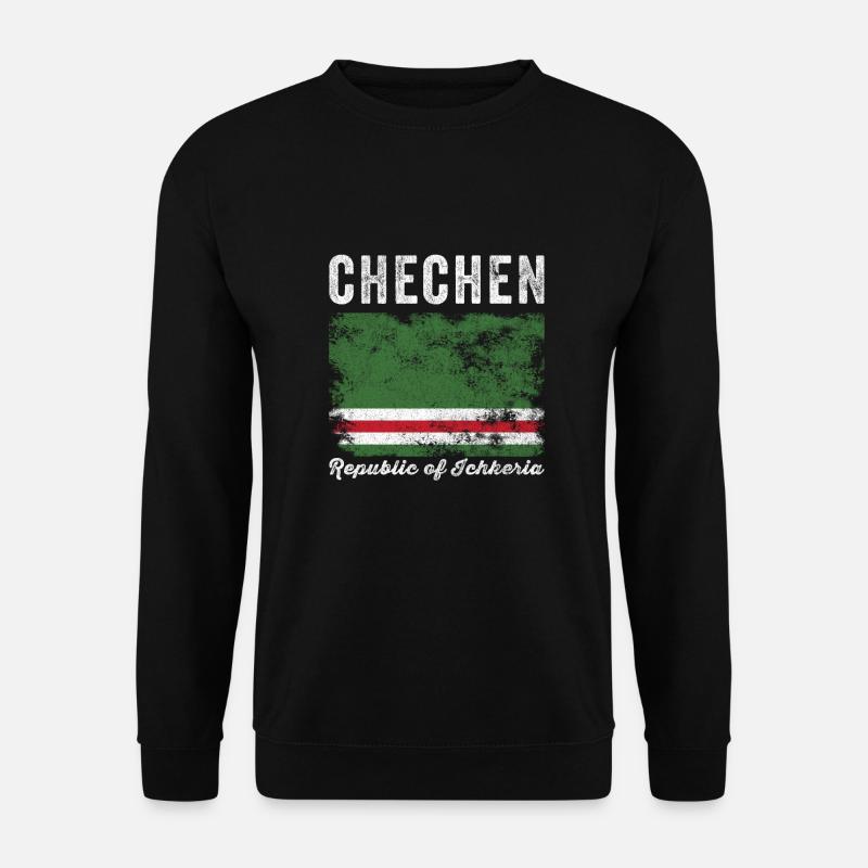 Tschetschenische Flagge Distressed - Kaukasische Flagge - Unisex Pullover - Schwarz