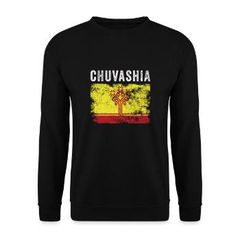 Chuvashia Flag Distressed - Chuvash Flag - Unisex Sweatshirt - black - Front - Alina (178cm) & Michal (187cm)