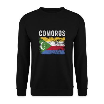 Comoros Flag Distressed - Comoran Flag - Unisex Sweatshirt - black - Front - Alina (178cm) & Michal (187cm)