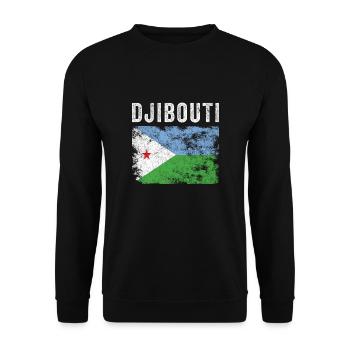 Dschibuti Flagge Distressed Djiboutian Flagge - Unisex Pullover - Schwarz - Vorne - Alina (178cm) & Michal (187cm)