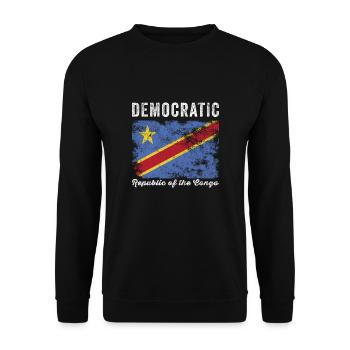 Flagge der Demokratischen Republik Kongo - Unisex Pullover - Schwarz - Vorne - Alina (178cm) & Michal (187cm)