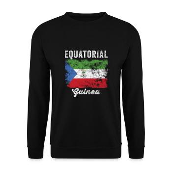 Equatorial Guinea Flag Distressed - Unisex Sweatshirt - black - Front - Alina (178cm) & Michal (187cm)