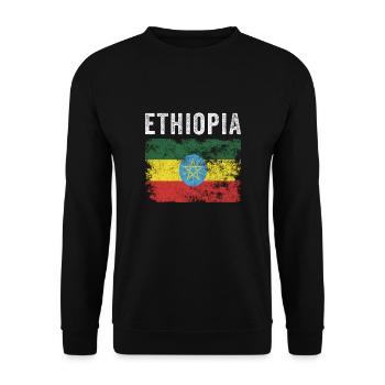 Ethiopia Flag Distressed Ethiopian Flag - Unisex Sweatshirt - black - Front - Alina (178cm) & Michal (187cm)