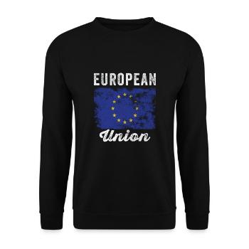 European Union Flag Distressed - Unisex Sweatshirt - black - Front - Alina (178cm) & Michal (187cm)