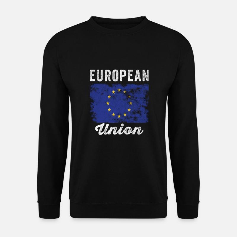 European Union Flag Distressed - Unisex Sweatshirt - black