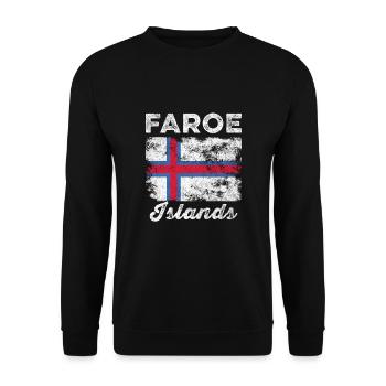 Faroe Islands Flag Vintage Faroese Flag - Unisex Sweatshirt - black - Front - Alina (178cm) & Michal (187cm)
