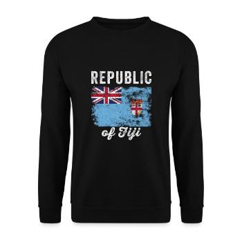 Fiji Flag Distressed - Fijian Flag - Unisex Sweatshirt - black - Front - Alina (178cm) & Michal (187cm)