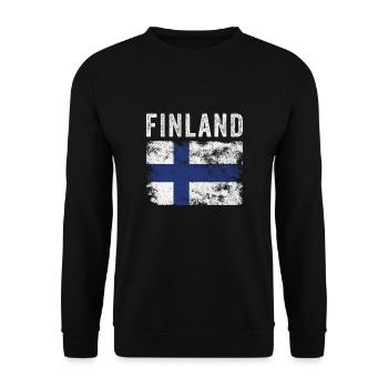 Finland Flag Distressed - Finnish Flag - Unisex Sweatshirt - black - Front - Alina (178cm) & Michal (187cm)