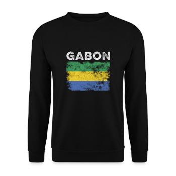 Gabon Flag Distressed - Drapeau gabonais - Sweat-shirt Unisexe - noir - Devant - Alina (178cm) & Michal (187cm)