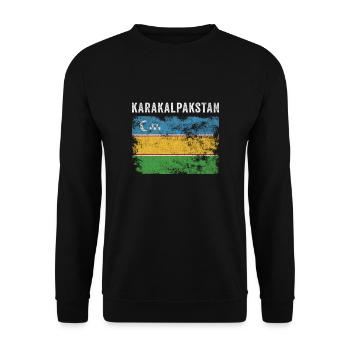 Karakalpakstan Flag Distressed - Unisex Sweatshirt - black - Front - Alina (178cm) & Michal (187cm)