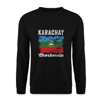 Karachay Cherkessia Drapeau en détresse - Sweat-shirt Unisexe - noir - Devant - Alina (178cm) & Michal (187cm)