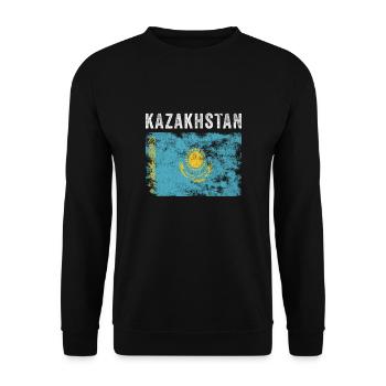 Drapeau du Kazakhstan Vintage Drapeau du Kazakhstan - Sweat-shirt Unisexe - noir - Devant - Alina (178cm) & Michal (187cm)