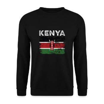 Kenya Flag Distressed - Kenyan Flag - Unisex Sweatshirt - black - Front - Alina (178cm) & Michal (187cm)