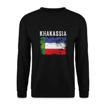 Khakassia Flag Distressed - Khakas Flag - Unisex Sweatshirt - black - Front - Alina (178cm) & Michal (187cm)