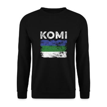 Drapeau Komi en détresse - Drapeau Komi - Sweat-shirt Unisexe - noir - Devant - Alina (178cm) & Michal (187cm)